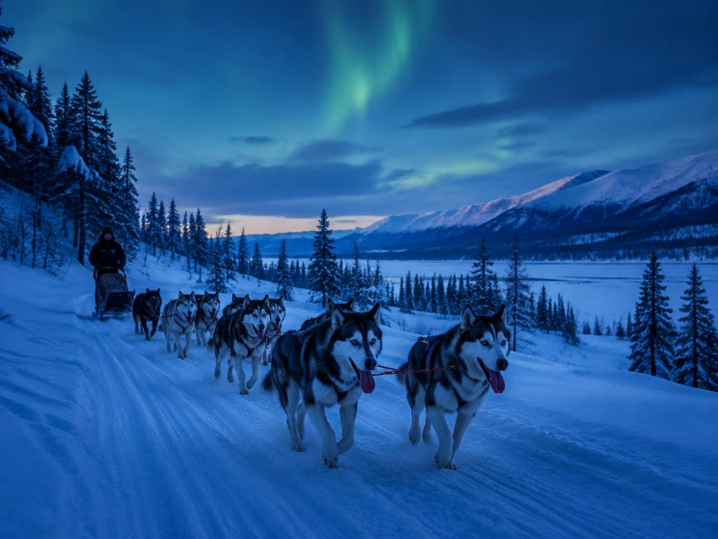 Hundesledetur under nordlyset